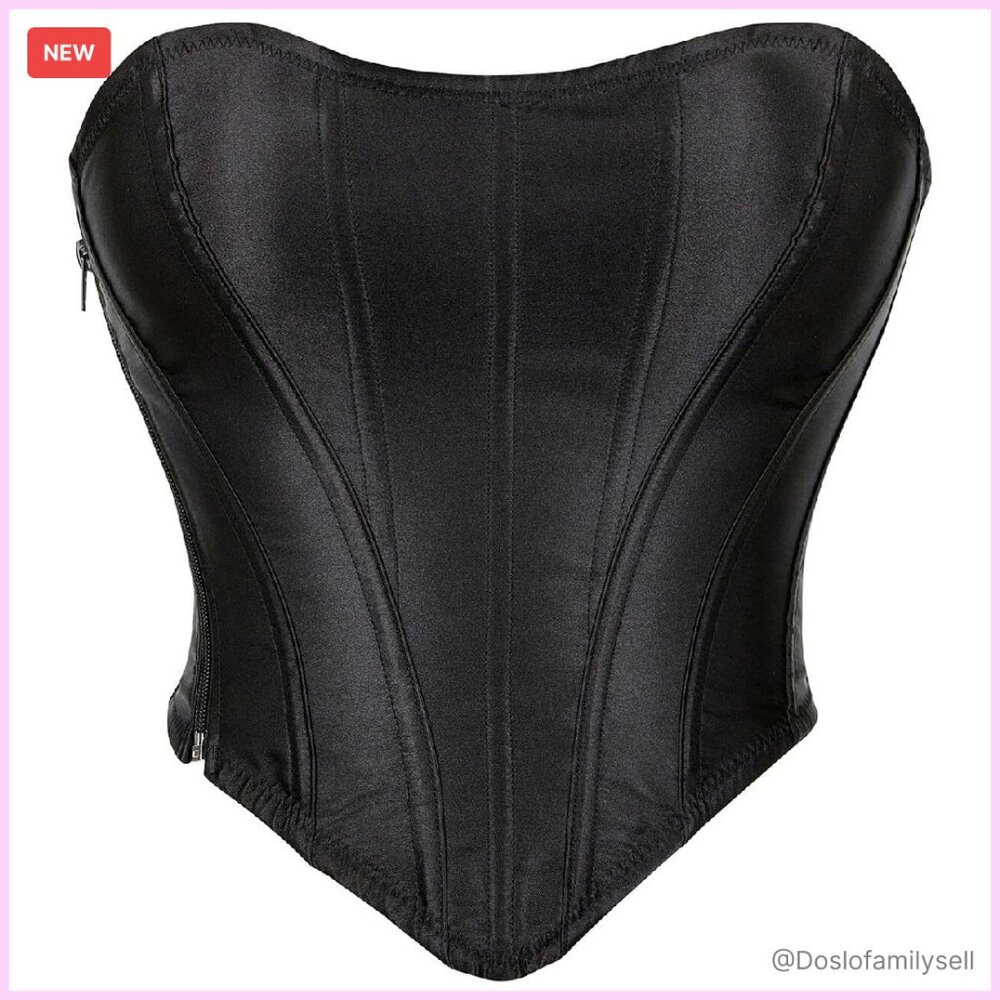 Satin Corset Top Strapless Bustier Y2K Gothic Party Wear Adjustable Fit